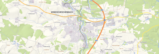 Kartenausschnitt der Webkarte Vektor im Standard-Stile vom Gebiet Windischeschenbach